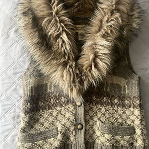 Ralph Lauren Denim & Supply Wool Vest with removable faux fur collar - small